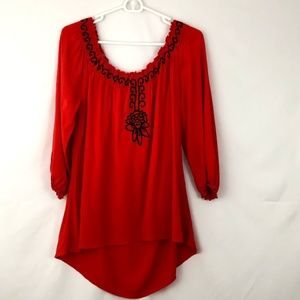 3 For 25😱Sunny Leigh Red Garterized Hi-Lo Sleeve
